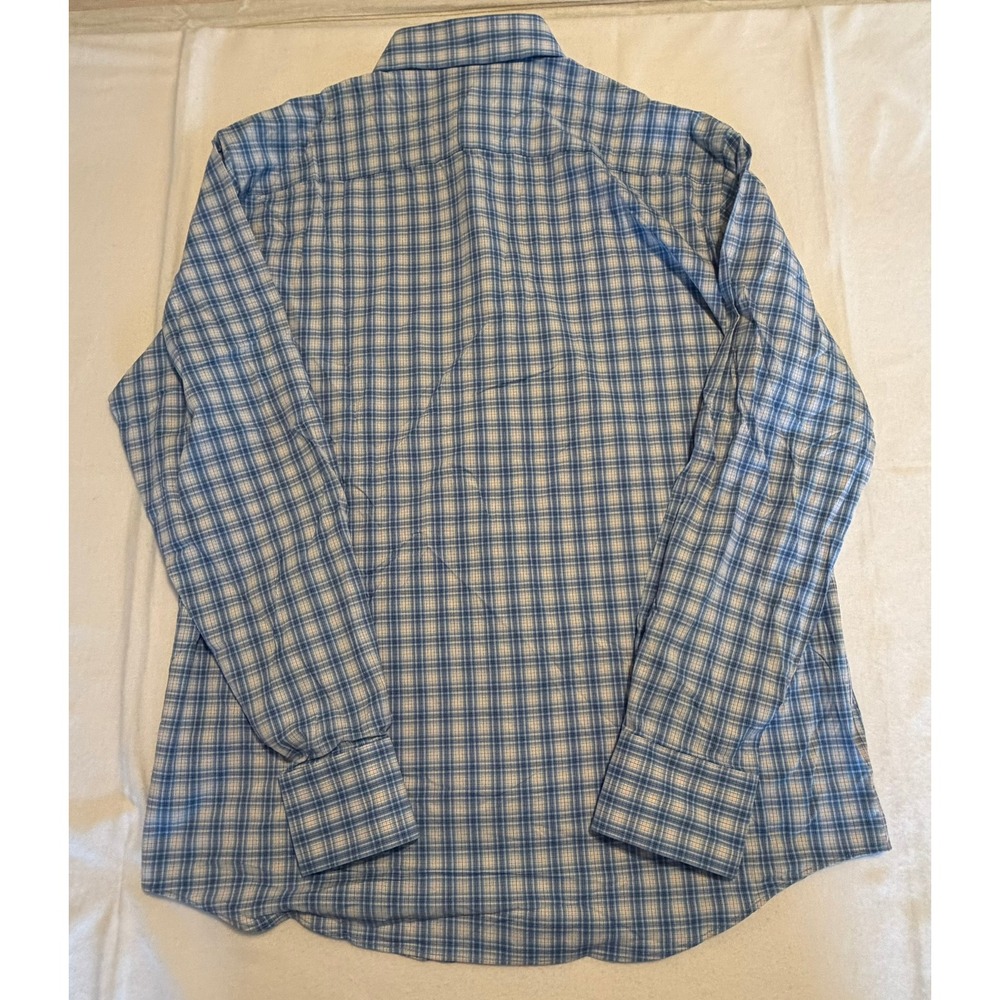 Peter Millar Summer Comfort Mens Large Blue Orange Plaid Performance Shirt L/S - Picture 4 of 7